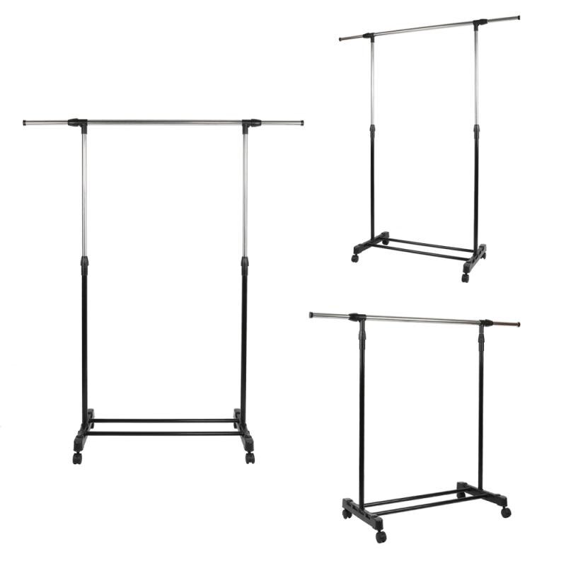 Adjustable Hanging Rail Stainless Steel Stand 4 Roll Single Garment Rack Clothes Heavy Rolling Hanging Closet Coat Rack HWC