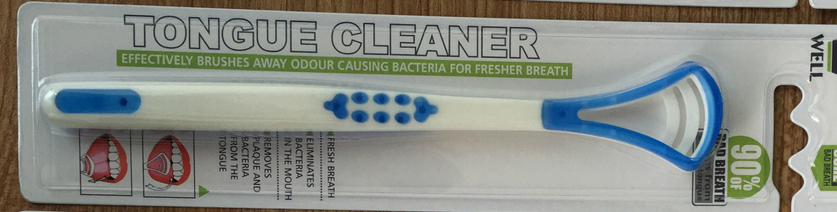 1 unids/pack de cepillo limpiador y rascador de lengua limpiador de lengua rascador de lengua para el Cuidado Oral higiene bucal mantener el aliento fresco: Azul