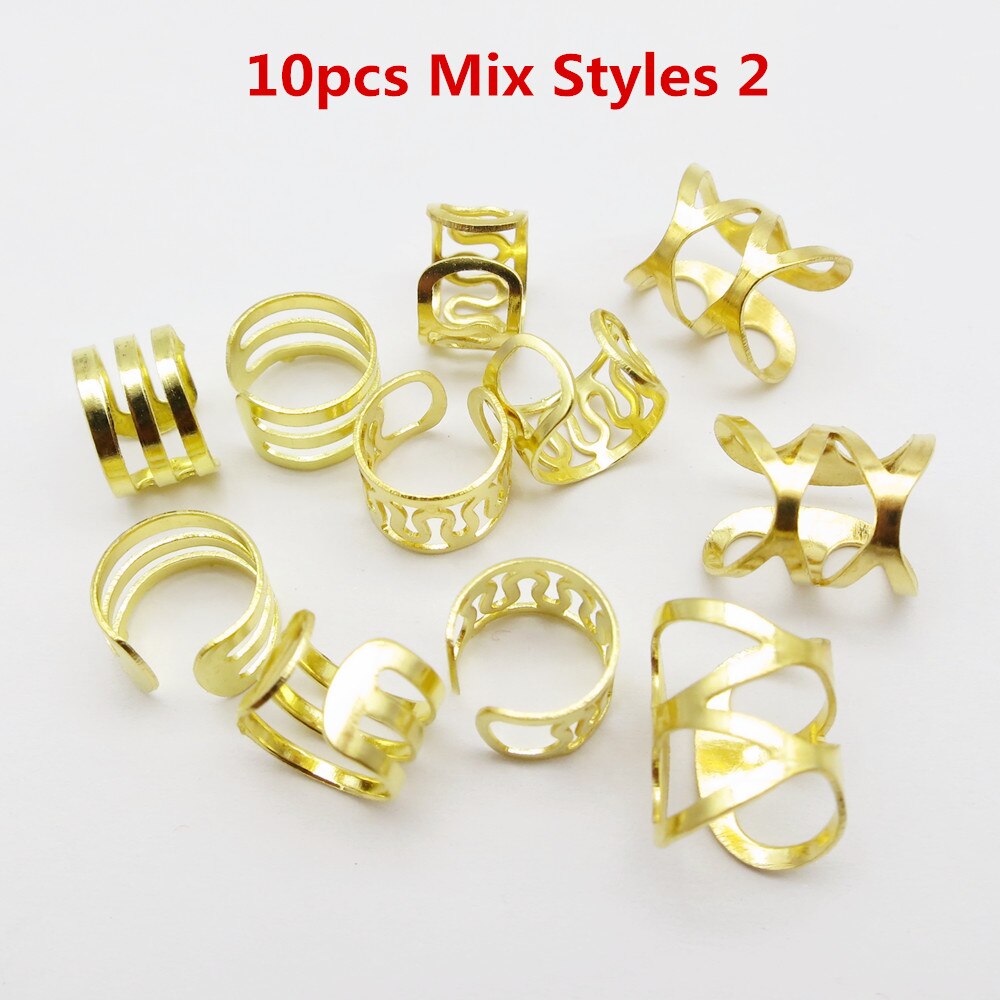 10 stk /20 stk justerbar viking hår Grue seg fletter dreadlock skjegg perler mansjetter klips til hår kvinner menn tilbehør: 10 stk miks stiler 2