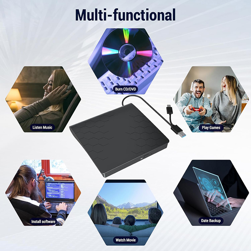 External Blu Ray Drive Support 50G Disc Read/Write Bluray Drives Portable 3D Blu Ray Burner Suitable for Windows 7/8/10/11 MacOS