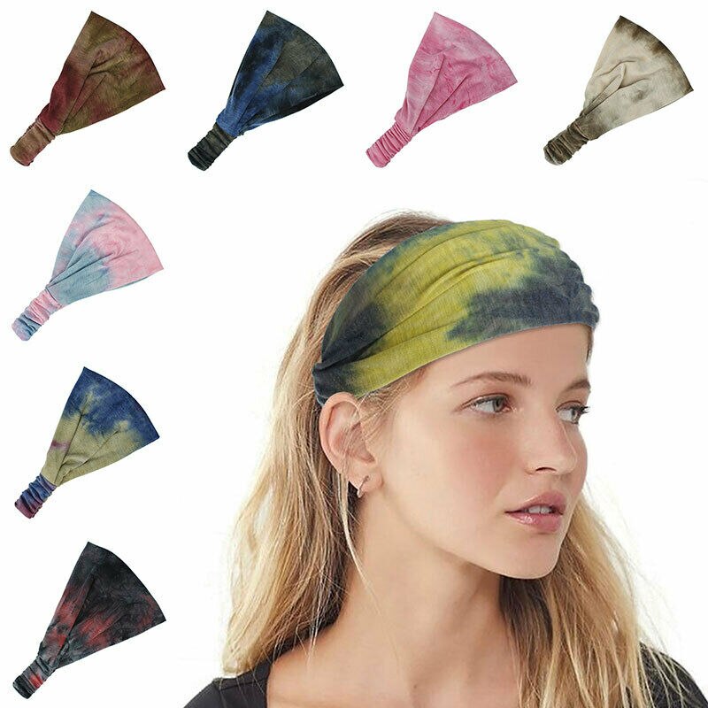 Vrouwen Yoga Sport Brede Hoofdband Stretch Boho Haarband Tulband Headwrap Running