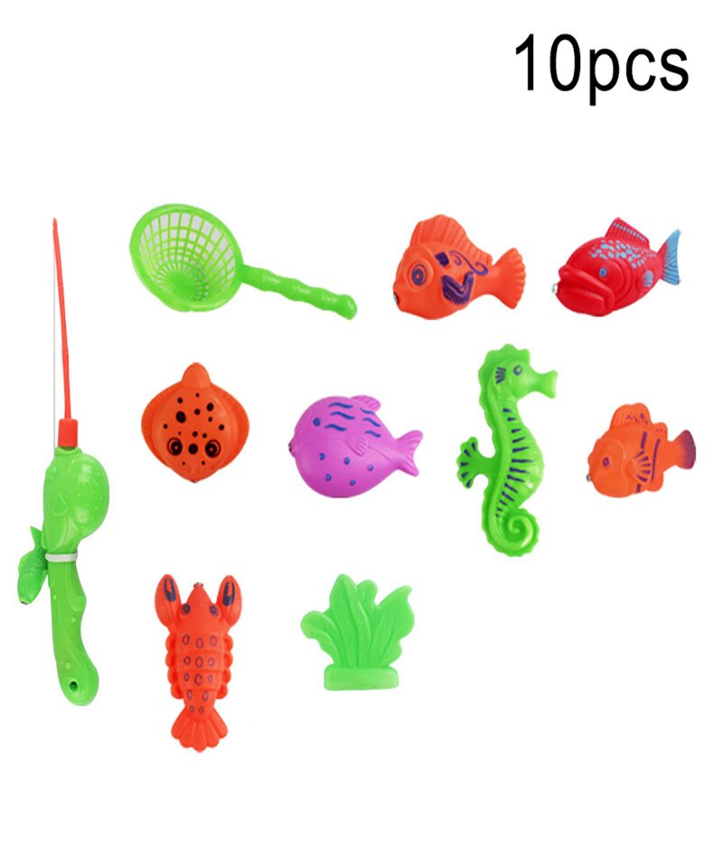 Magnetic Fishing Game Fish Model Kit Pretend Play Children Early Learning Toy 3D Fish Baby Bath Toys outdoor toy: 10pcs