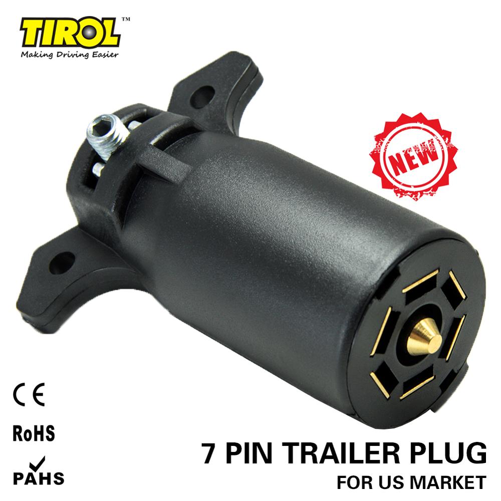 Tirol Amerikaanse 12V 7 Way Trailer Plug Rv Towing Adapter Voor Auto T24505P3 7 Pin Blade Plastic connector Trekhaak