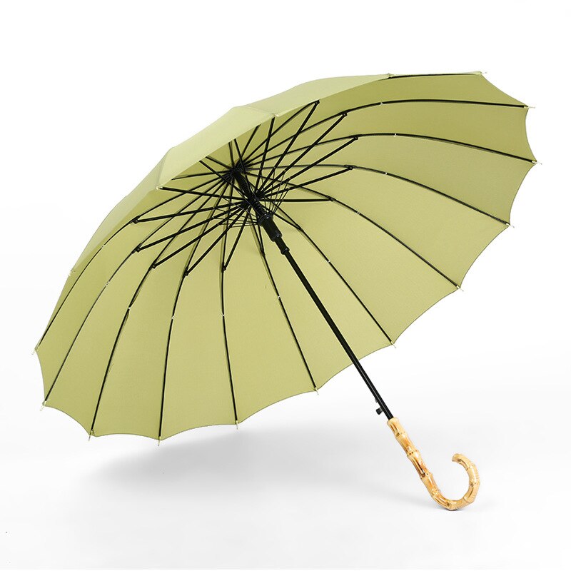 Paraguas de lluvia largo y fuerte con mango de bambú Yesello para hombres y mujeres, Parasol de estilo japonés de fibra de vidrio de 16K: 1