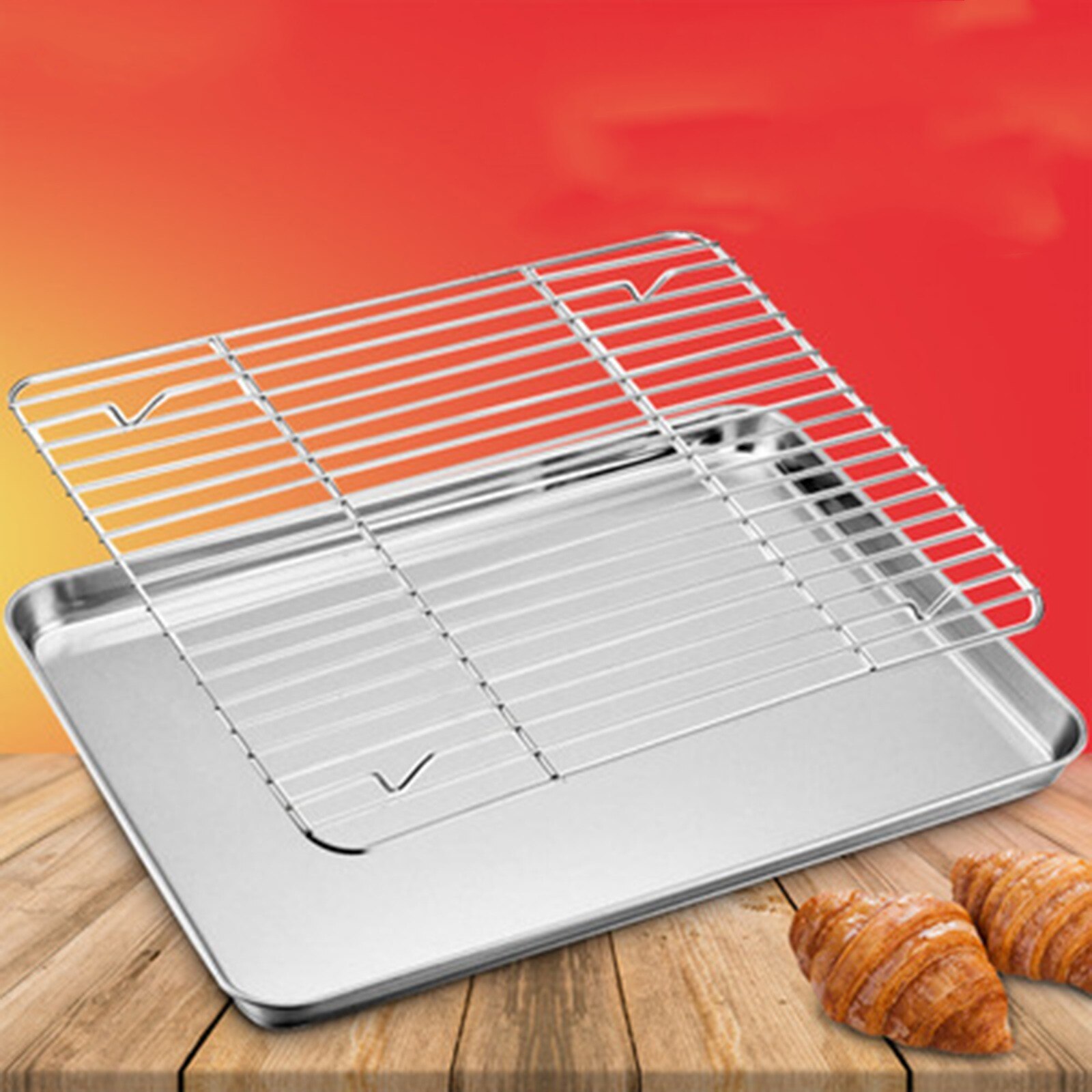 Stainless Steel BBQ Grill Mesh Wire Steaming Rack Non Stick Baking Tray Kitchen Vegetables Bread Cooling Rack Kitchen Tools