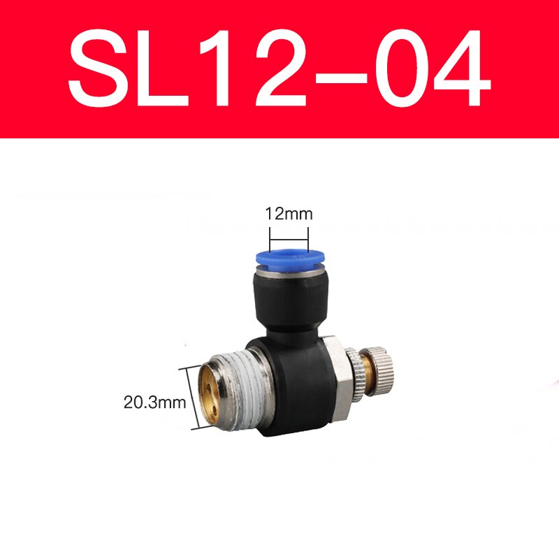 Blue pneumatic connector SL 4/6/8/10 / 12mm series pneumatic throttle speed control valve external thread cylinder throttle: SL 12-04