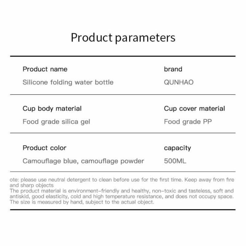 Dobrável esportes garrafa de água dobrável copo dobrável à prova de vazamento portátil silicone esportes viagem garrafa ao ar livre com tampa para correr