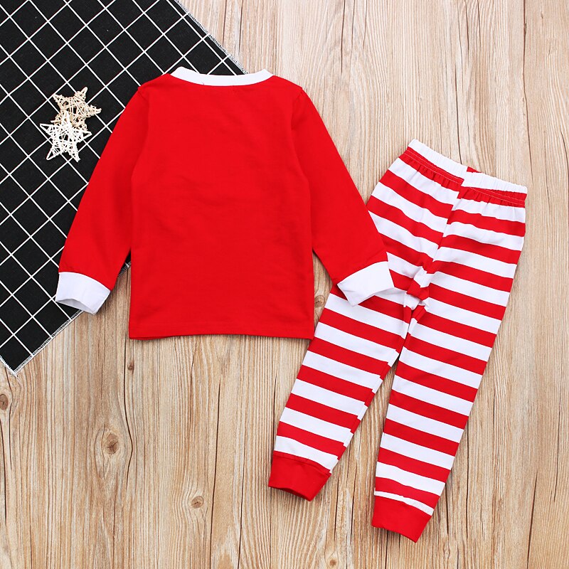 Kids Girls Pijamas Winter Pajamas Baby Boys Sleepwear Toddler Children Green White Striped Christmas Pajamas