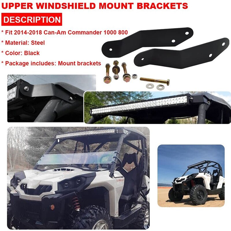Front Upper Windshield 42 Inch LED Light Bar Mounting Bracket for Maverick Commander Max 1000 800