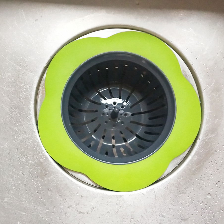 Keuken Mesh Gootsteen Afvoer Siliconen Zeef Bloemvorm Badkamer Afvoer Haarfilter Fijn Gat Afvoer Val Afval Scherm: Rose