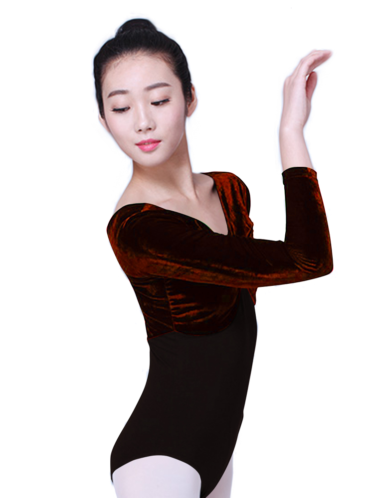Ballet leotard for Women Winter Cotton Spliced Velvet Dance Wear Adult Training Tights Yoga Gymnastics Jumpsuit Clothes