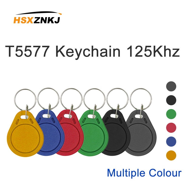 5Pcs Meerdere Kleur 125Khz Rfid Tag Keyfobs Sticker Em4305 T5577 Toegang Kaart Replicator Herhaald Schrijven Sleutelhanger