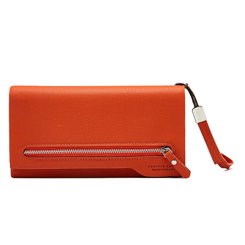 Women's Wallet Female PU Leather Wallet Lady's Clutch Leisure Purse Women Wallets Long Coin Purse Card Holders Carteras: Orange