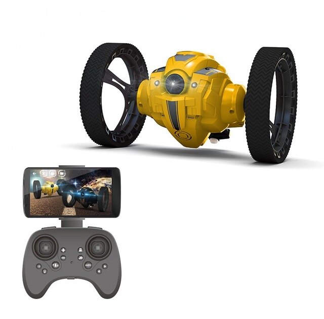 RC Car with Camera 2.0mp Jumping Sumo WIFI Bounce Car PEG SJ88 4CH 2.4GHz Toy with Flexible Wheels Remote Control Toys: yellow with 2MP