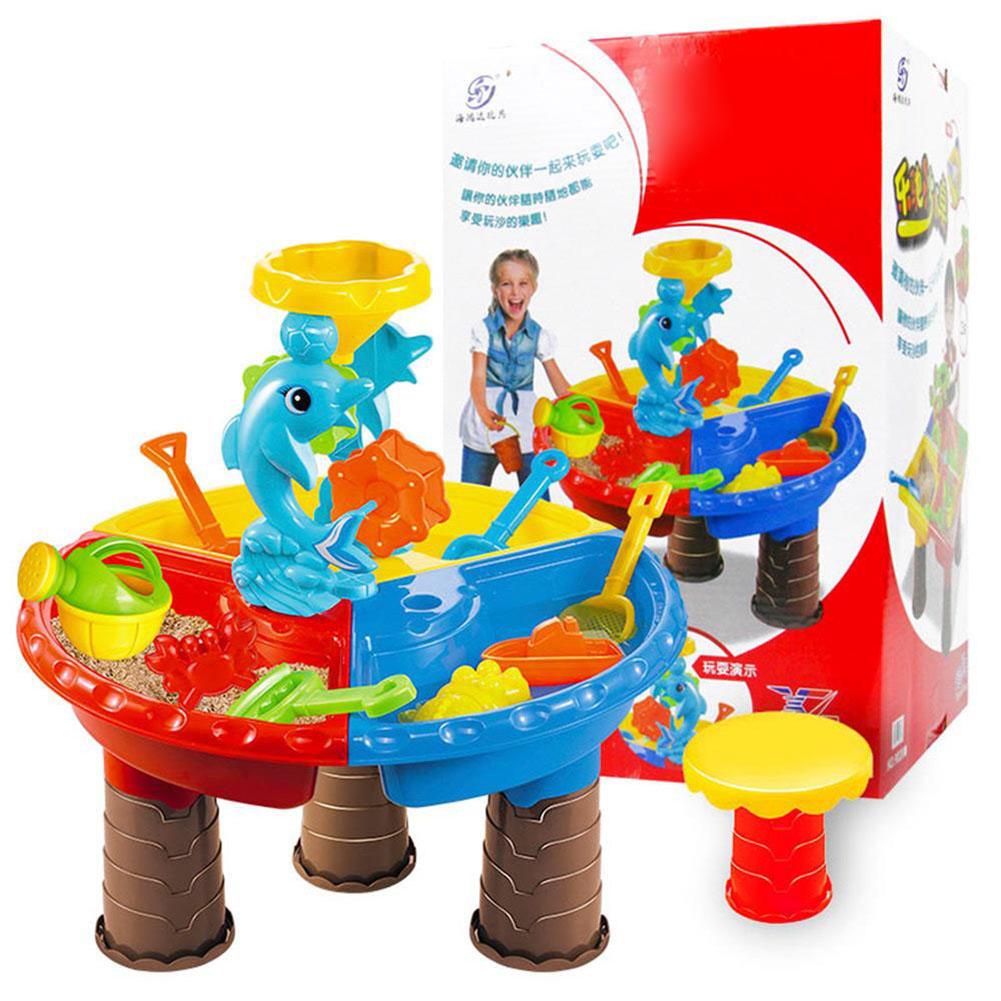 Børn sandkasse sæt strand sandkasse bord vand udendørs have spille spade værktøj legetøj lege hjem strandbord legetøj