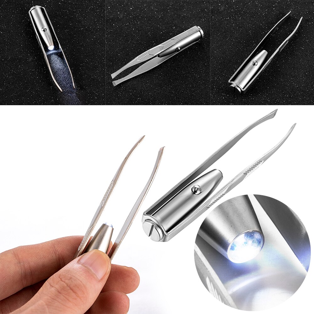 1 Pcs Led Eyebrow Tweezers Stainless Steel Face Eyebrow Eyelashes Remover Tools Light Eyelash Tweezers Beauty Makeup