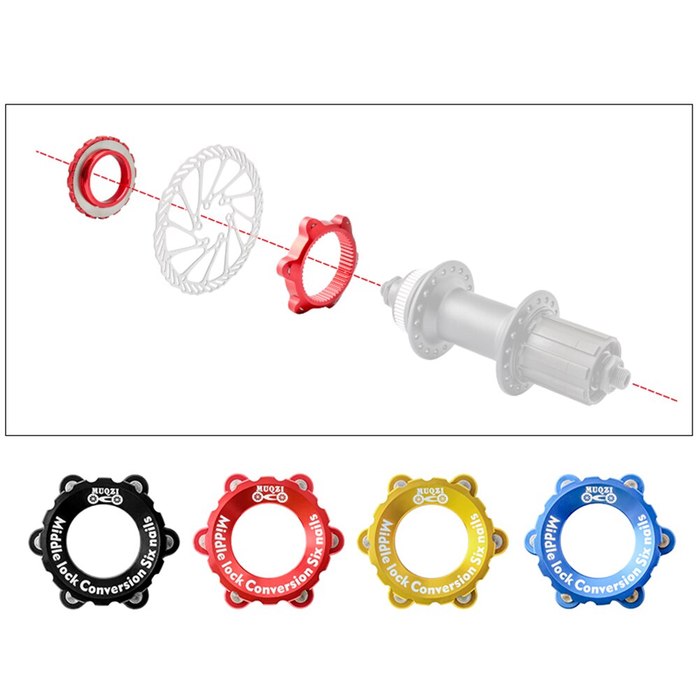 Bicycle Centerlock To 6-Hole Adapter Mountain Bike Hub Center Lock Conversion 6 Bolt Disc Brake Rotor