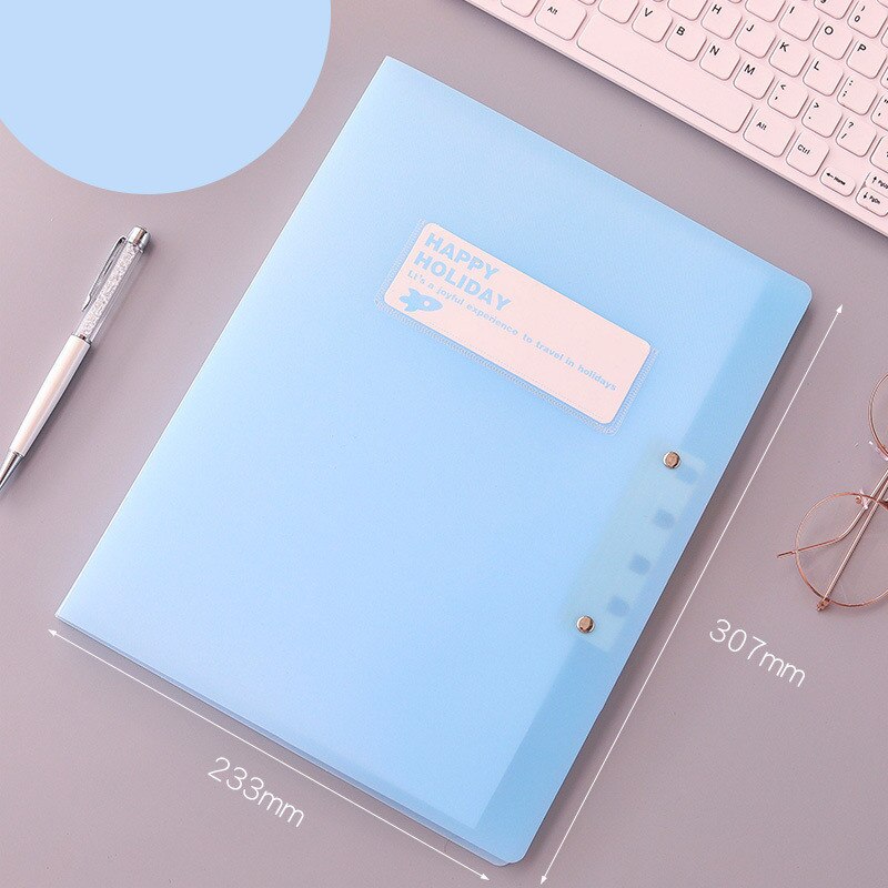 A3 Portable Manager File Bag Storage of Documents Kawaii A4 Test Papers Folder Korea Stationery For School Office Supplies: Blue