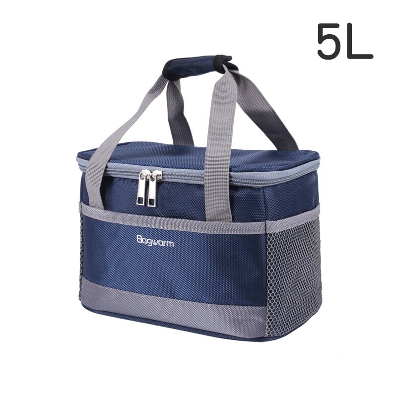 5L/8L Portatile di Oxford impermeabile sacchetto più freddo di picnic termica isolato borsa del ghiaccio fresco termo cibo fresco lattine scatola di pranzo totes: 5L Navy