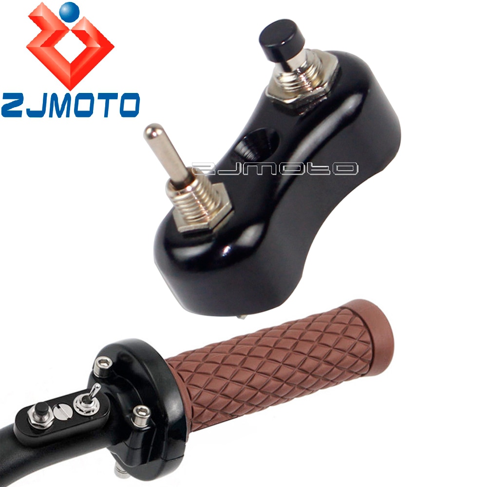 Old School Motorcycle Low Profile Switch Block Button For Harley Cafe Racer Bobber w/ 1" 7/8" Handlebar Retro Switch Black
