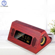 Alarm Clock Bluetooth Speaker FM Radio Digital Temperature Touch Screen Retro Snooze Table Clocks Phone Charging Voice Broadcast