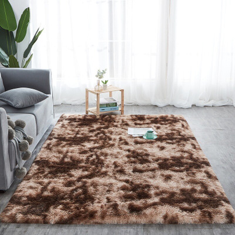 1PC Shaggy Tie-teinture tapis 40*40CM imprimé peluche sol moelleux tapis chambre d'enfants fausse fourrure zone tapis salon tapis soyeux tapis