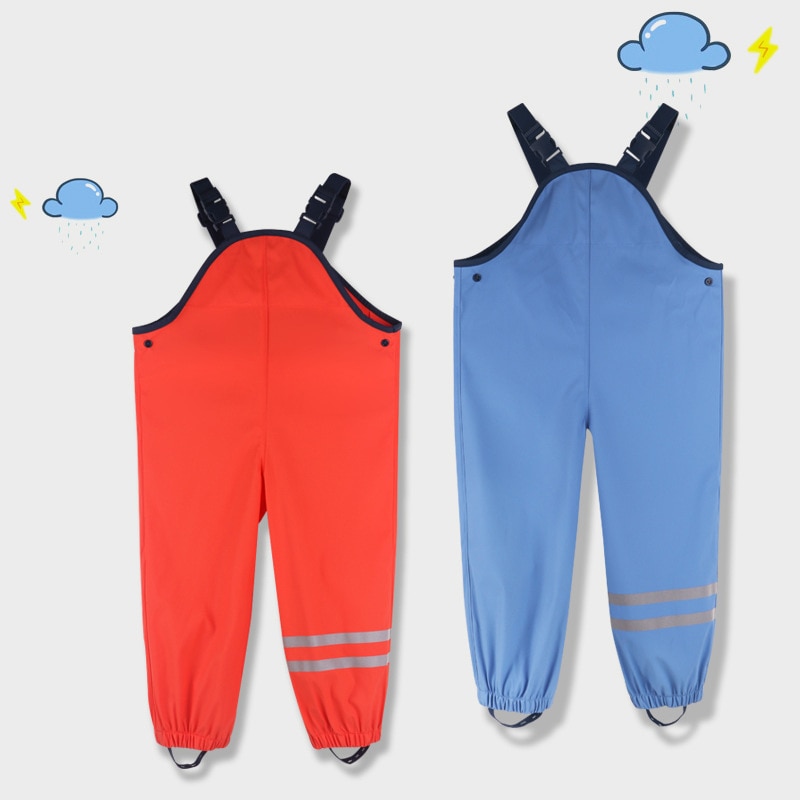 Pu vandtætte piger overalls udendørs sport baby drenge regnbukser forår børn bukser blå sommer børnetøj orange