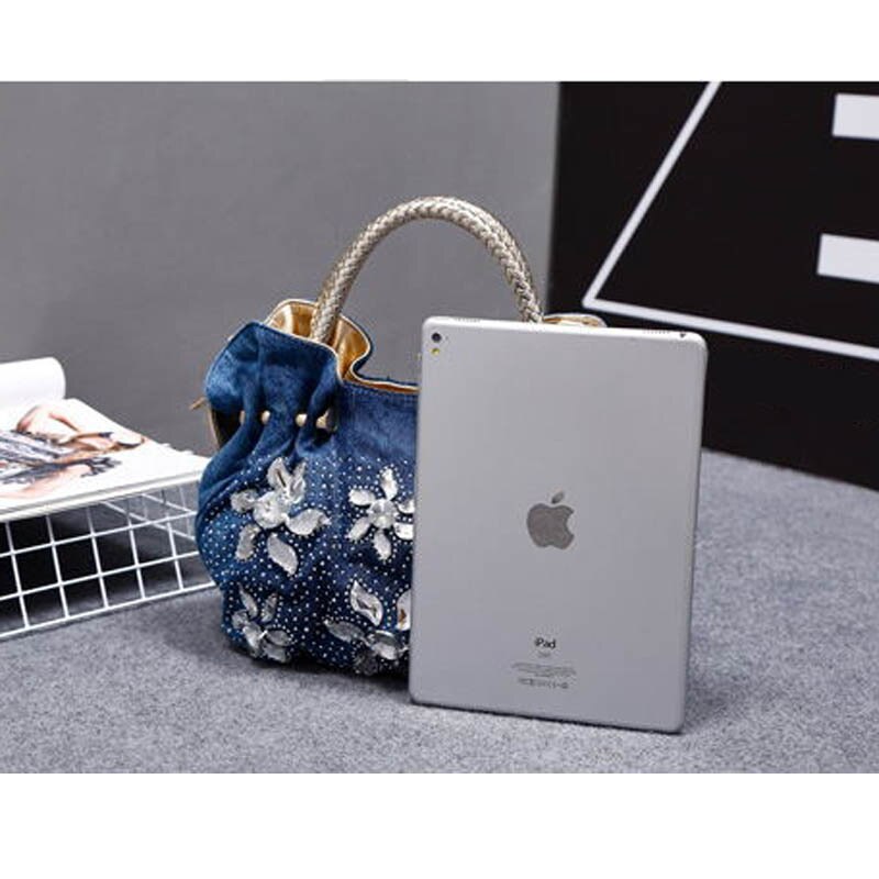 IPinee 2018 Mulher Bolsas Denim Sacos de Strass Luxo Do Vintage Sacos de Ombro das Mulheres Pequenos Sacos de Bolsas Femininas Para As Mulheres Jean