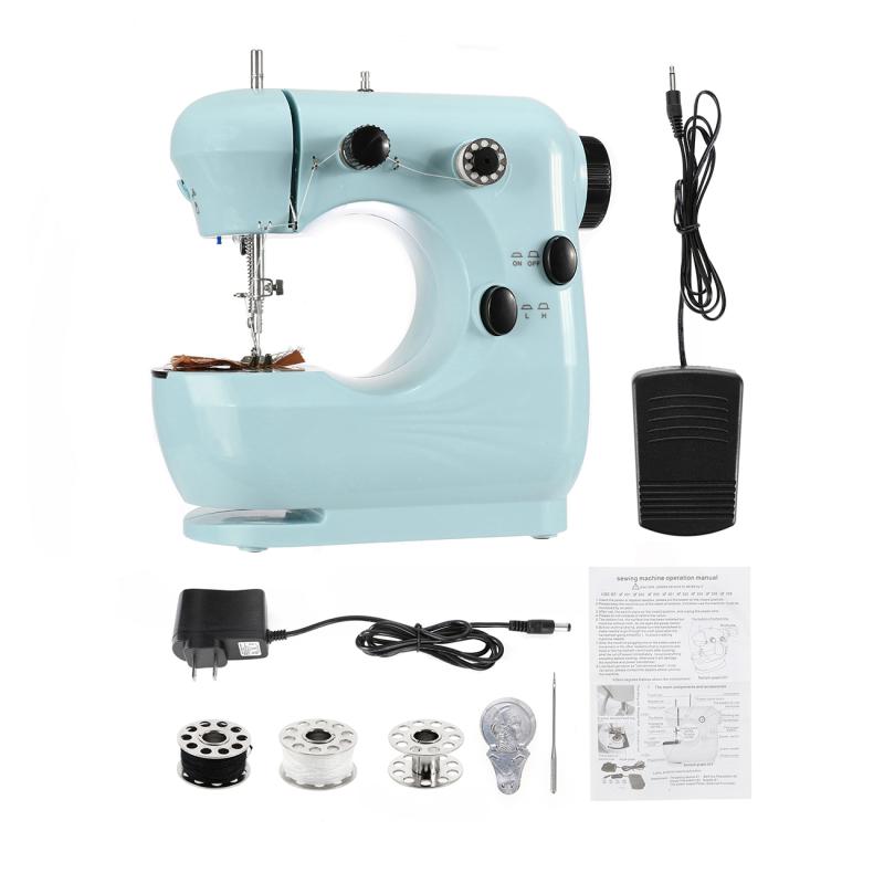 Mini Electric Sewing Machine Household Multi-Function Micro-Sewing Machine w/ Foot Pedal US Plug 2-Speed Adjustable Lightweight