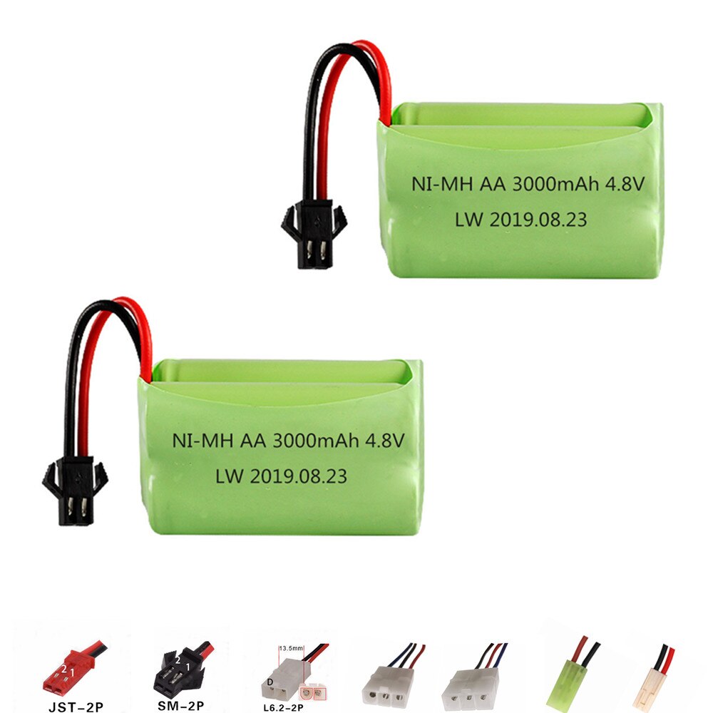 4.8 V 3000 Mah Batterij En Oplader Voor Rc Speelgoed Auto 'S Tanks Robots Boten Guns 4 * Aa 4.8 V 2400 Mah Oplaadbare Batterij