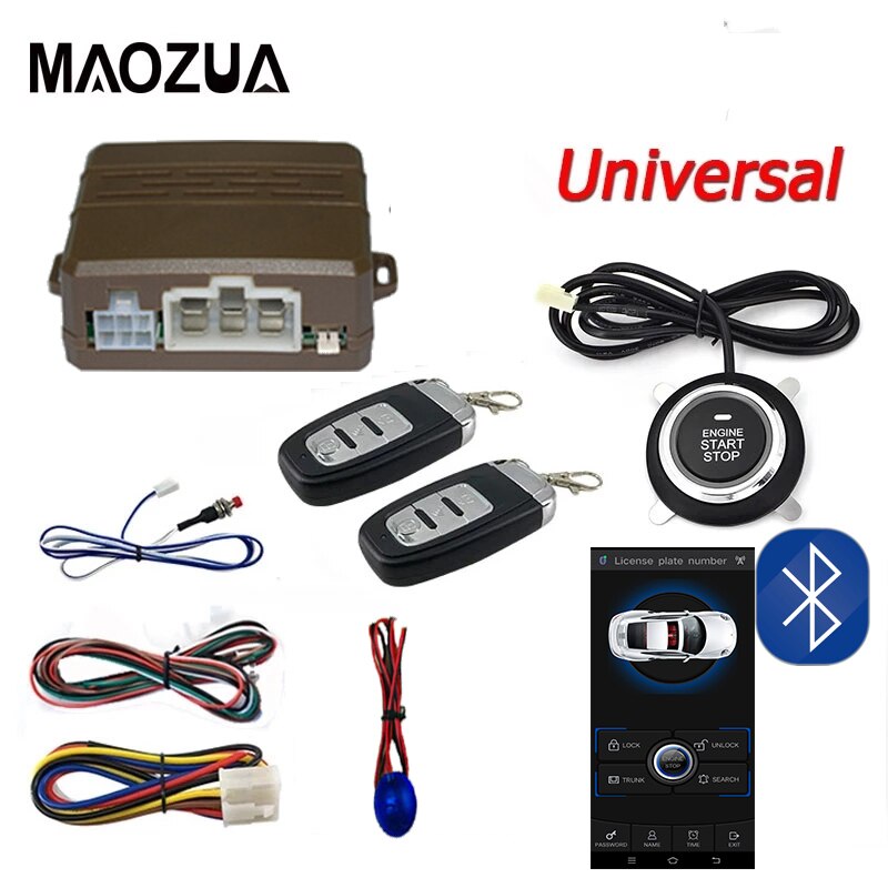 Bluetooth Phone APP Control Automatic Start Stop Button Keyless Entry System Engine Start Alarm System One Key Start Auto Parts