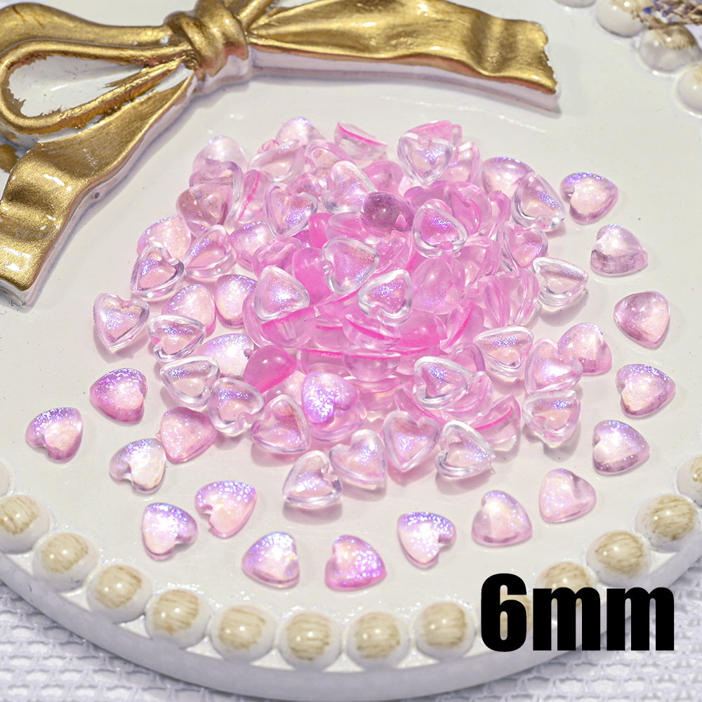 Abalorios transparentes de resina 3D para decoración de uñas, abalorios de corazón de amor, 4mm/6mm/8mm, 100 piezas