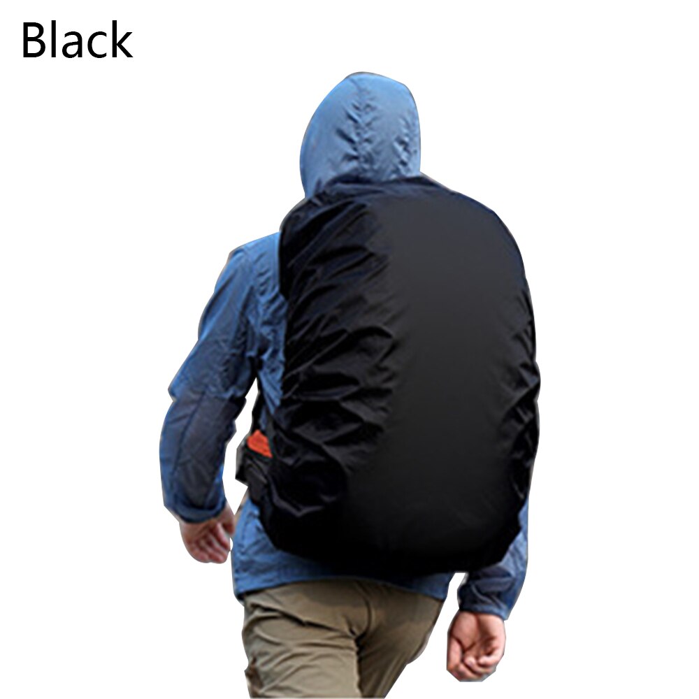 Poncho impermeable ligero reflectante para mochila, bolsa de hombro ultraligera resistente al agua, protege la lluvia al aire libre: Color negro