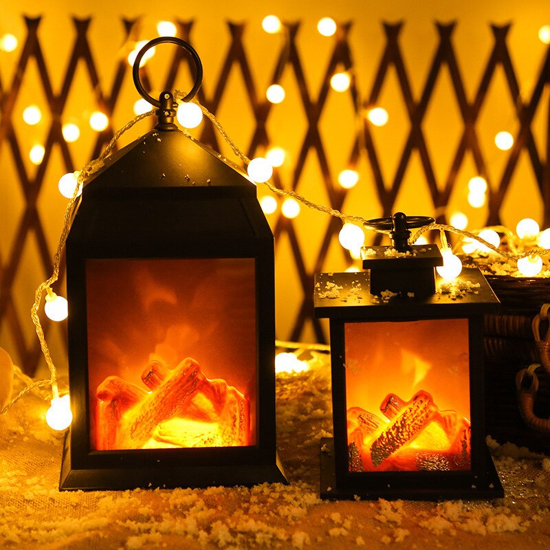 Lampe lanterne à LED avec effet de flamme, lampe de simulation de cheminée, ampoule à piles AAA, décoration de maison rétro pour cour