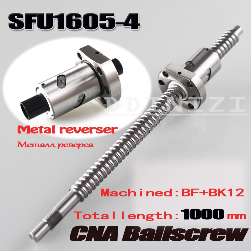 Husillo de bolas sfu1605-4 de 1000mm C7 con brida 1605, husillo de bolas individual BK/BF12, extremo mecanizado, piezas de maquinaria para carpintería