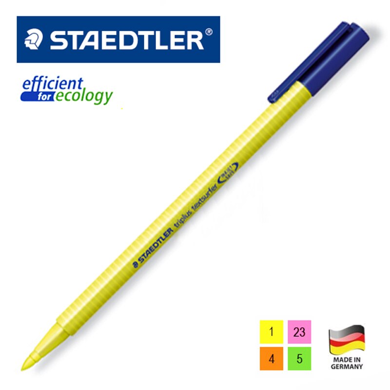 5 stk staedtler triplus textsufer trekantet highlighter 362 trigonometrisk lastning neon pen gul / pink / orange / grøn farve