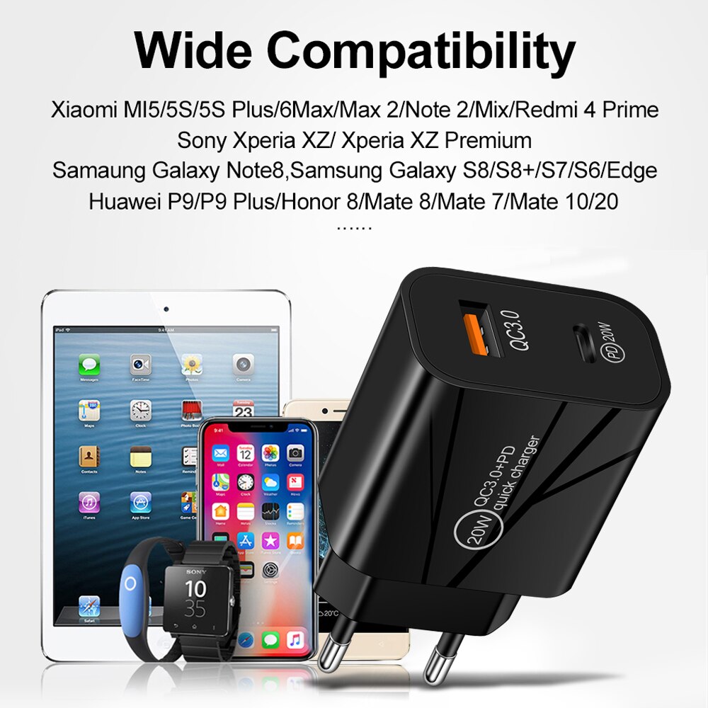 Pd Quick Charge 3.0 Usb Fast Charger 20W Universele Muur Mobiele Telefoon Tablet Opladers Voor Iphone 11 Xiaomi Samsung huawei Charger