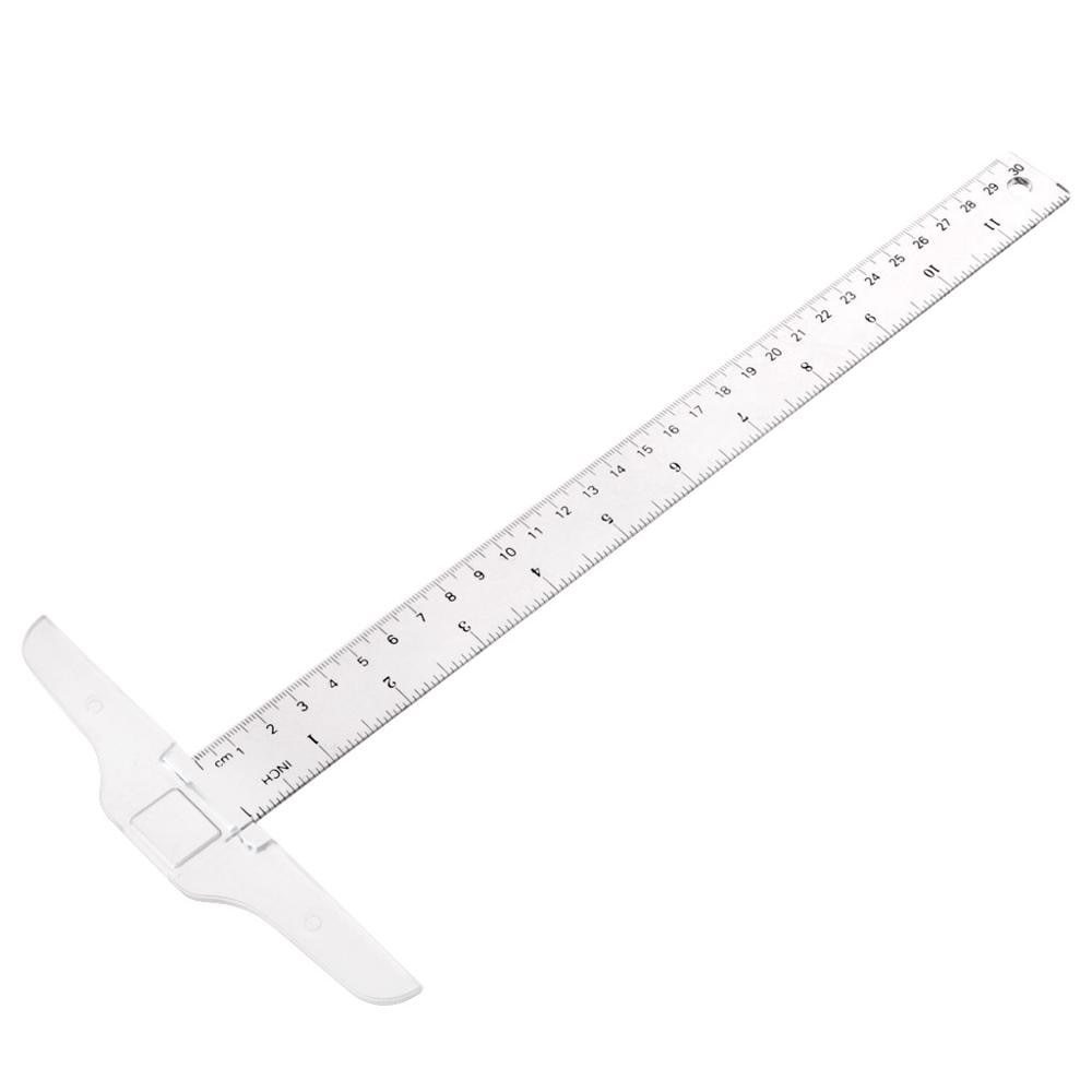 30cm/12" Plastic T-Square Metric Ruler cm/inch Double Side Scale Measuring Tool