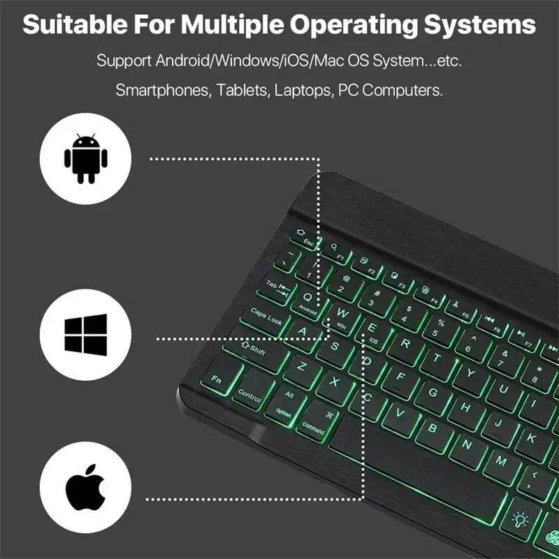 Toetsenbord voor tablet Android iOS Windows Draadloos muistoetsenbord Bluetooth-compatibel toetsenbord met regenboogverlichting voor iPad-telefoon