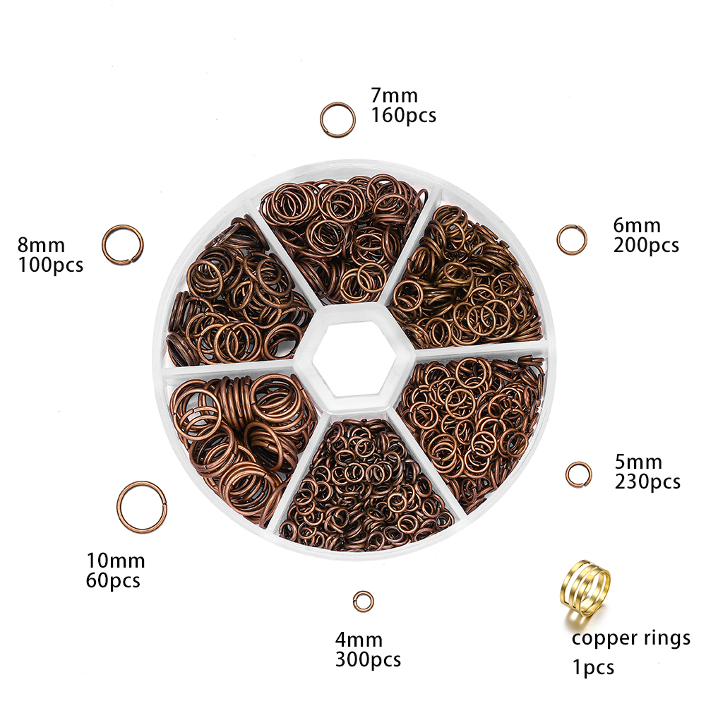 Kit Anéis de Salto Aberto para Fazer Jóias, Conjunto de Acessórios para Brincos e Colares DIY, Jóias Fazendo Suprimentos, 4mm, 5mm, 6mm, 7mm, 8mm, 10mm, 1 Conjunto: Azul