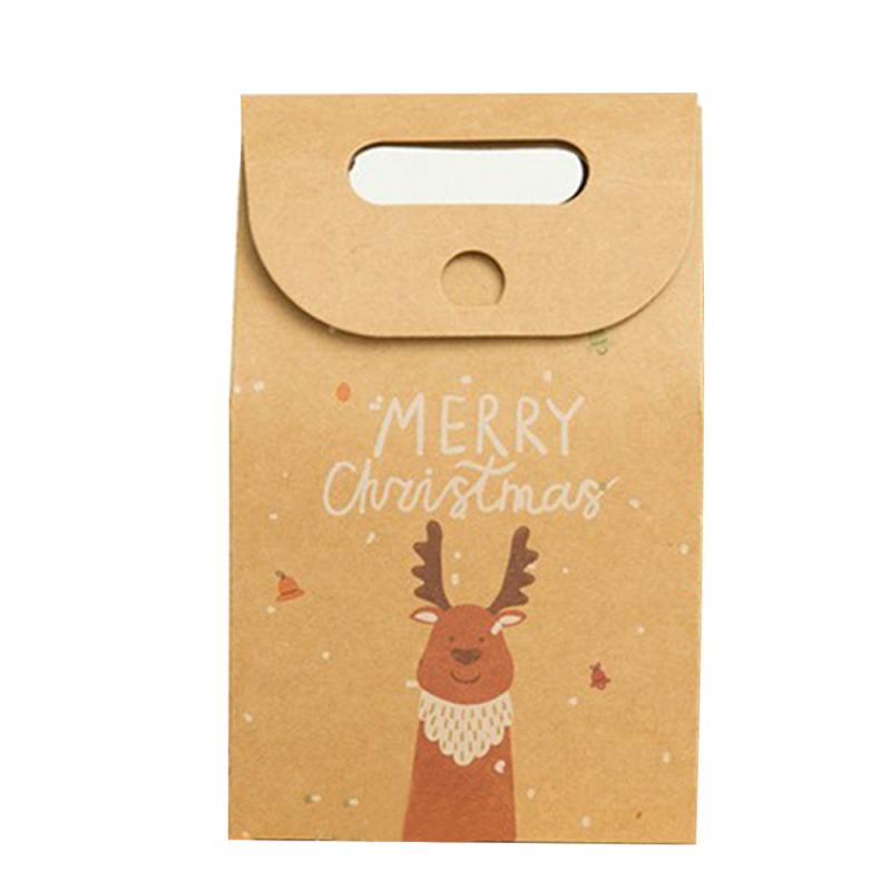 Xmas Box DIY Decor Verpakking Pouch Kerst Apple Candy Cookie Huidige Zak Kerstman Patroon Retro Kraftpapier Tote tas: 3