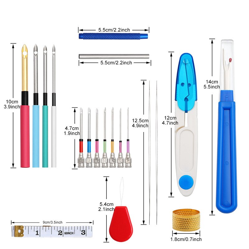 Magisk metal broderi syning punch nål syværktøj sæt poking korssting værktøjer hæklet strikning nåle sæt til diy