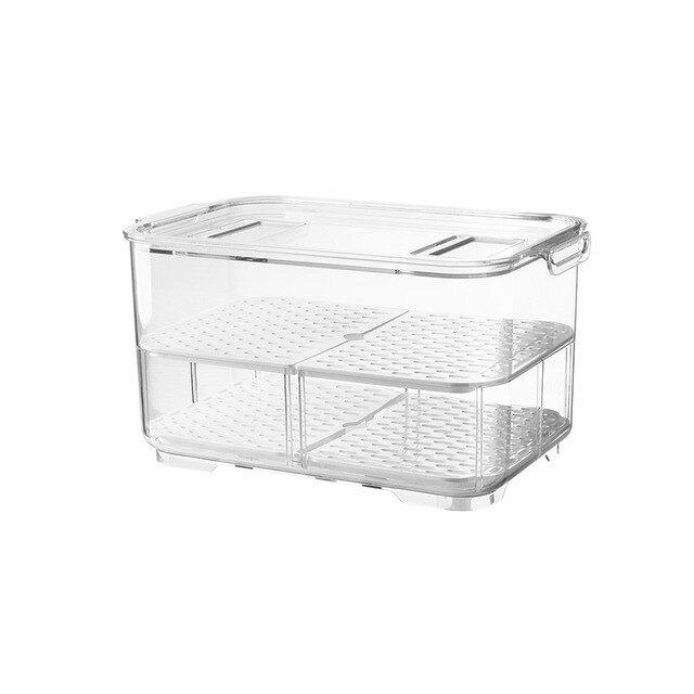 Nevera contenedores de almacenamiento de alimentos con tapas para cocina tanque de sellado de plástico separado fruta vegetal fresca caja grande Ml: New Double L