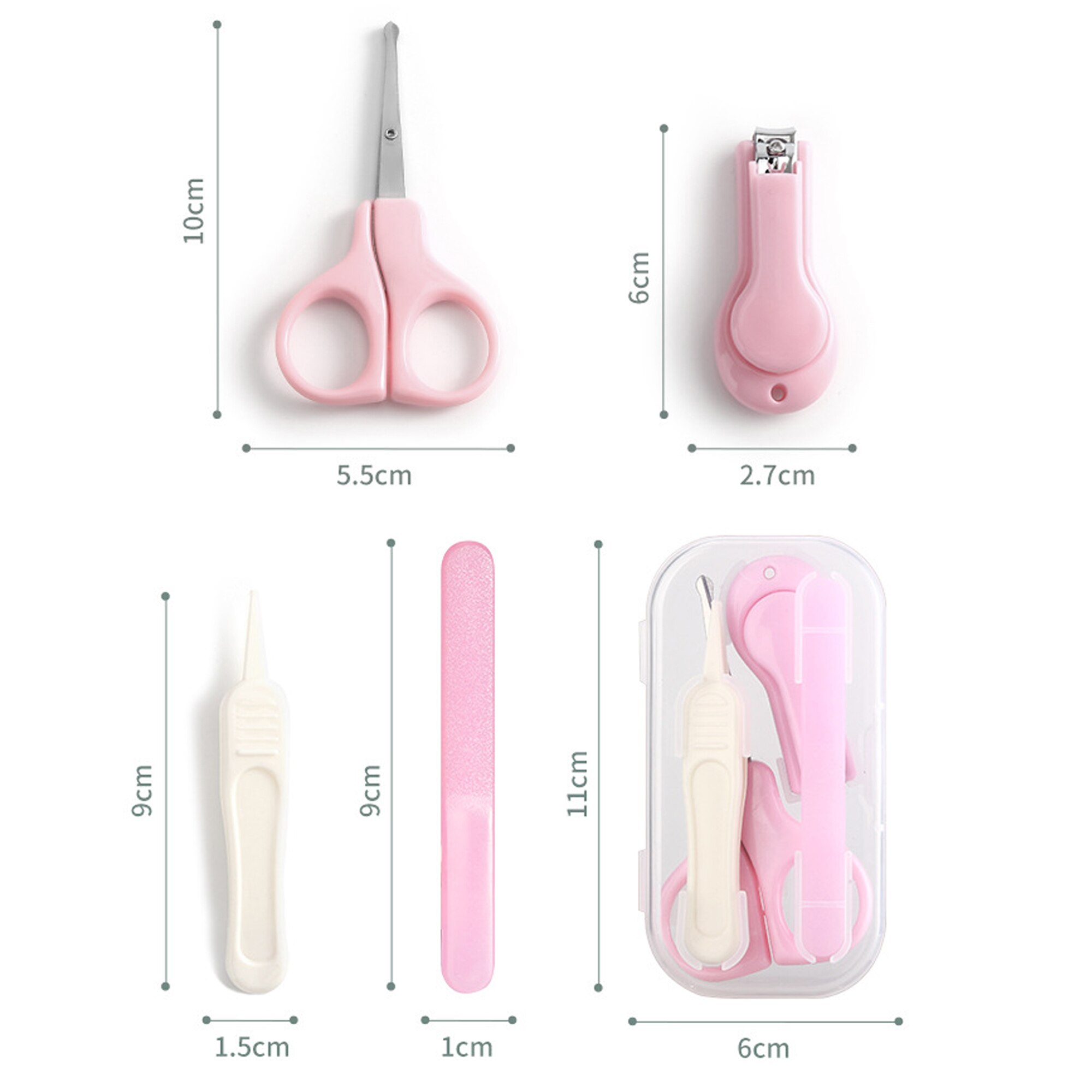 Baby Nail Clipper 4 Piece Set Children's Infant Toddler Preschooler Scissors Tweezers Sharpening Stick Newborn Anti-Pinch