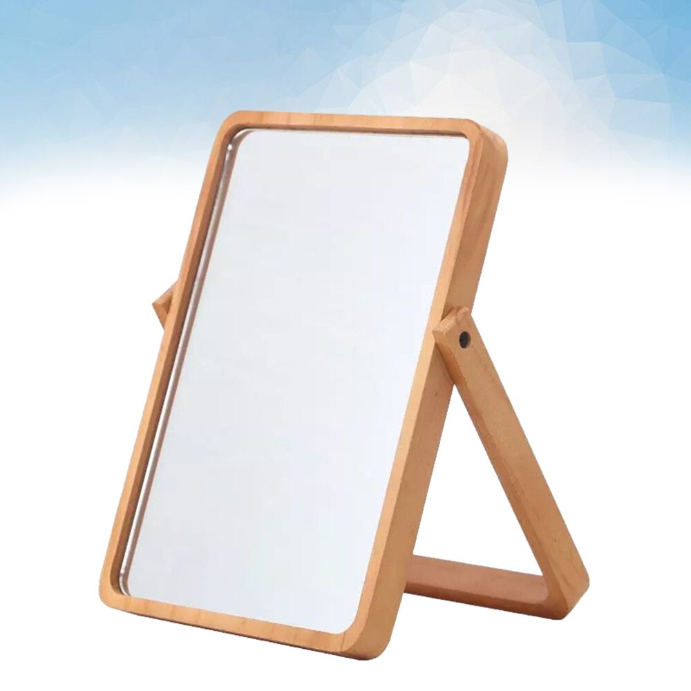 1PC Rectangular Makeup Mirror Dressing Mirror Wooden Frame Mirror Desktop Mirror for Girls Women