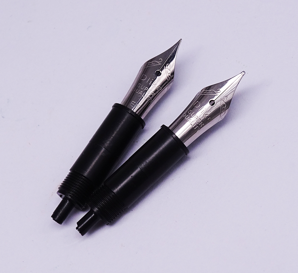 2 uds Delike pluma fuente de Metal puntas Extra fina/bien/caligrafía plumín curvo/0,38/0,5/0,58mm 2 plumas reemplazable combinación