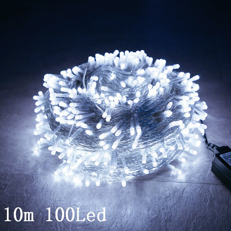 220v eu pistoke 2.5m led moon star lamppu keiju verho valo jouluseppele merkkijono valot lamppu vuodeksi hääkoristeita: 10m 100 led valkoinen / Pistoke