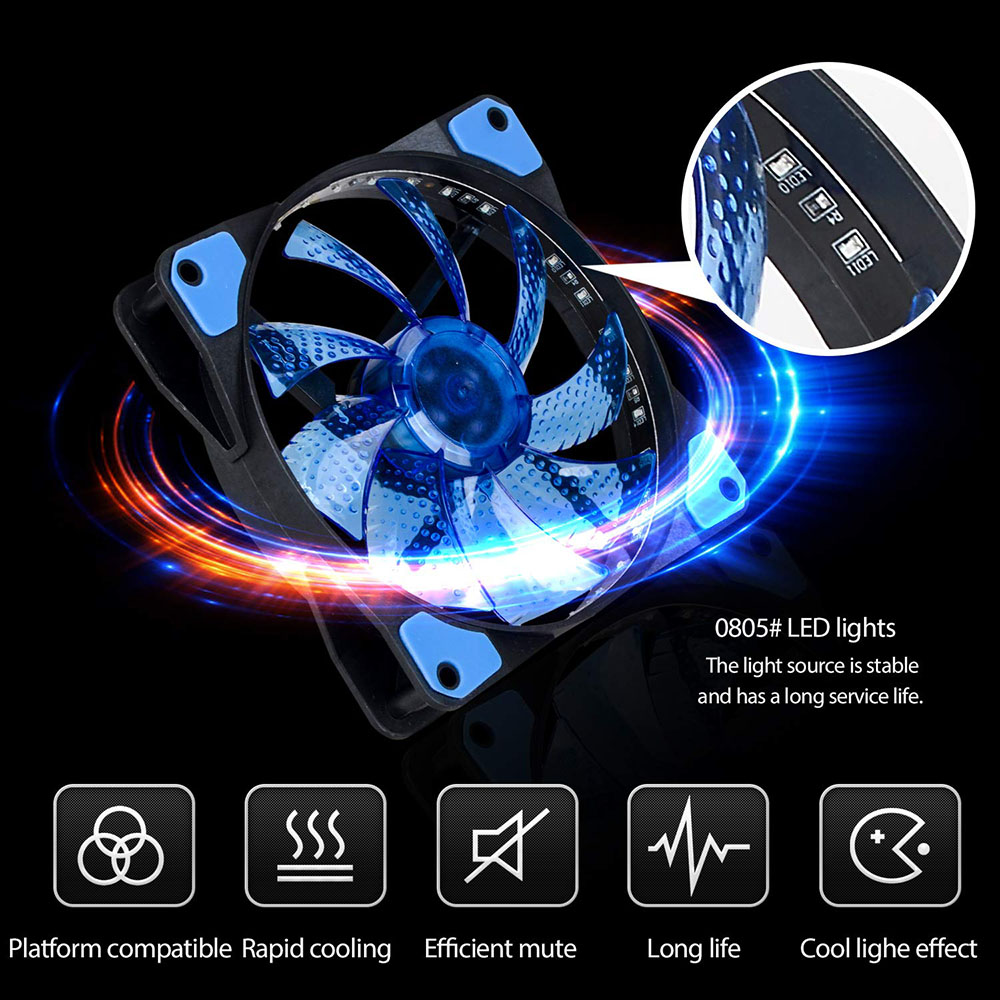 Ventilador con cubierta para ordenador PC de 120mm, enfriador disipador térmico de 16dB, enfriamiento Ultra silencioso de 33 ledes con ventilador de 12CM de goma antivibración