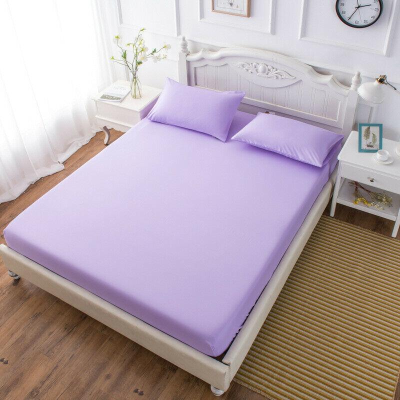 Portable Bed Fitted Sheet Elastic Sheets Solid Single Twin Full Queen King Bedding Cover 3 Size