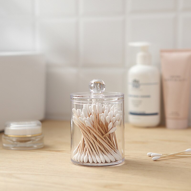 Xunzhe makeup arrangørbokse dobbeltlag klar akryl opbevaringsboksholder rundt beholder bomuldsknopper makeup arrangør